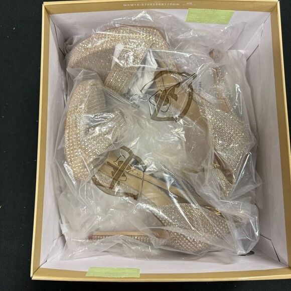 New Michael Kors Pale Gold Jordyn Platform Sandals 8 - Picture 1 of 6